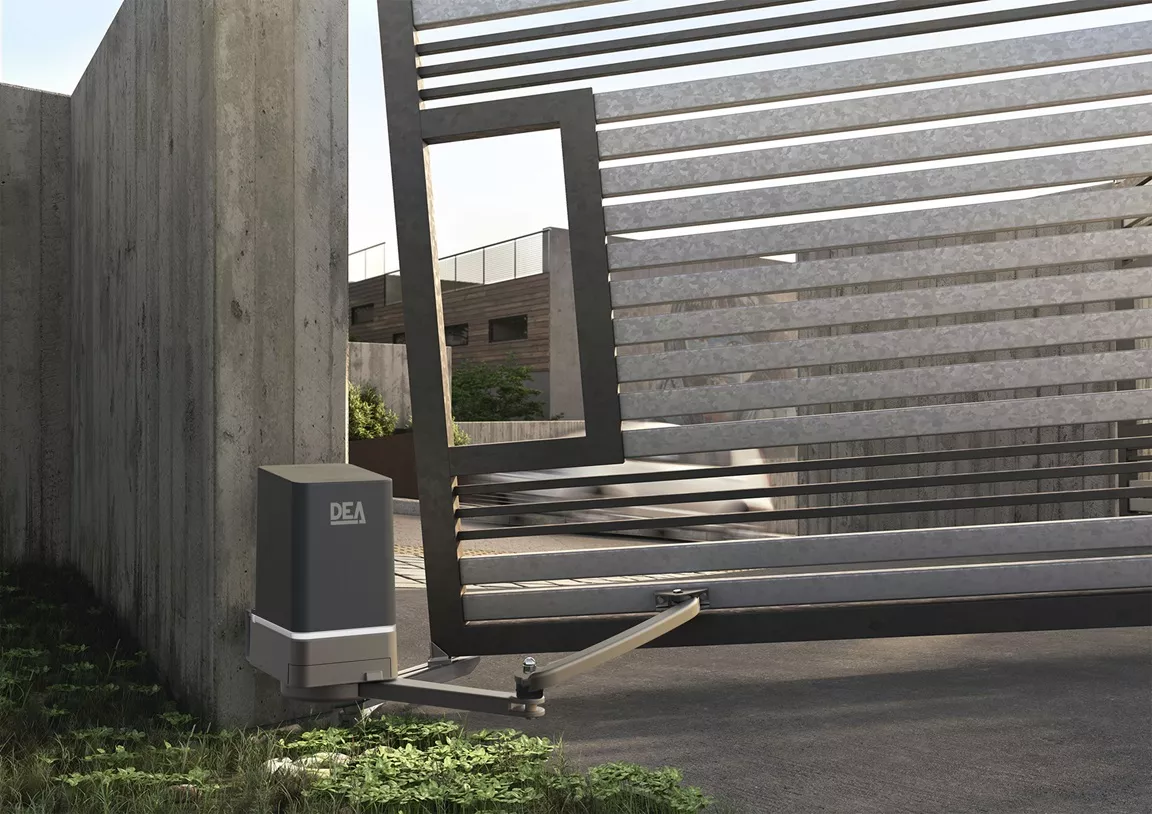 DEA GEKO X csuklókapos kapumotor emelkedőn, kapuautomatizálás