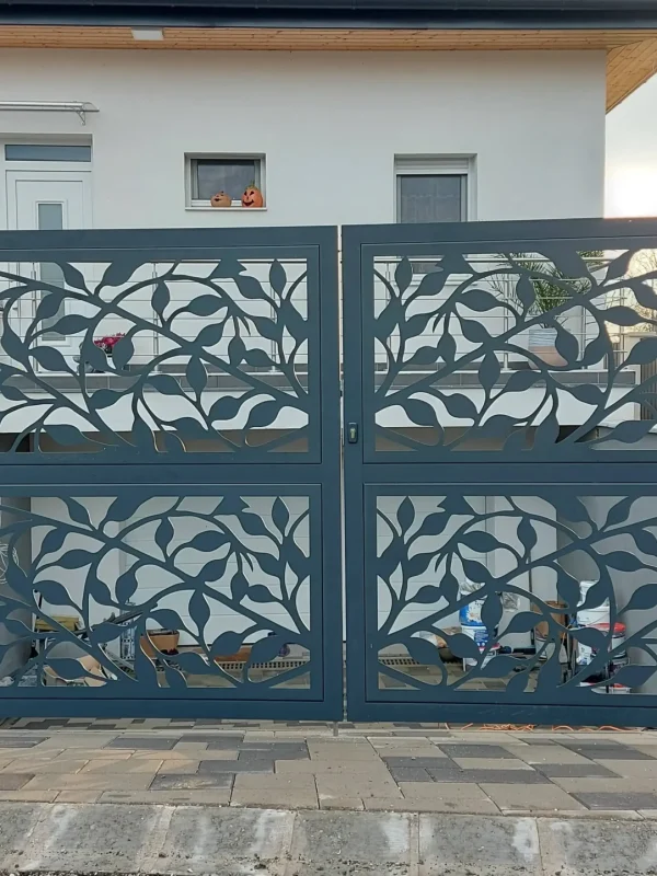 Gondozásmentes kerítés, lézervágott kerítés, acél lézervágott panel természet
